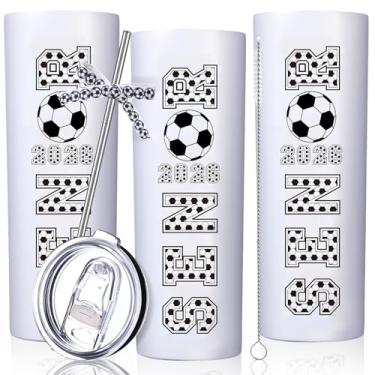 Imagem de SiliFine 3 peças de copos de beisebol para presente de noite sênior de futebol 2026 garrafas de água esportivas de 590 ml, caneca de viagem de aço inoxidável e tampa com fita para 2026 Senior Night
