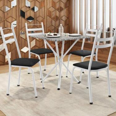 Imagem de Conjunto sala de Jantar Mesa Quadrada 70cm Tampo Granito com 4 Cadeira