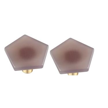 Imagem de Rockcloud Puxador de fatias de ágata com parafusos, puxador de ágata cinza em forma de pentágono para armário de cômoda acessórios de ferragens decoração de móveis domésticos, 2 peças