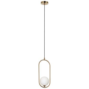 Imagem de Pendente Vidro Opalino Metal Dourado Alu73 12cm 5W