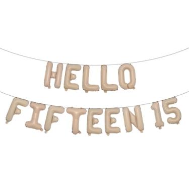 Imagem de Decorações de aniversário de 15 anos para meninas 15º aniversário Hello Fifteen Birthday Party Supplies Número 15 Balões Kit de festa de aniversário de 15 anos para sua menina (HELLO FIFTEEN 15