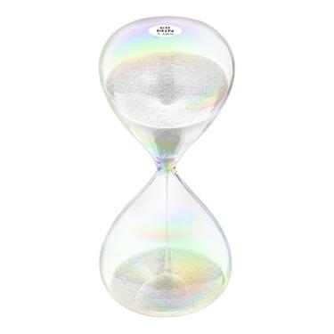 Imagem de Relógio ampulheta com temporizador de areia de 60 minutos com areia de cor branca, relógio de areia grande de 60 minutos, Reloj de Arena 60 minutos, sandglass simples Biloba, para casa, mesa