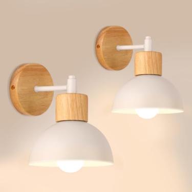 Imagem de Arandela Quarto, Com 2 Arandelas de Parede de Madeira E27 Moderna, Conjunto de Casa Simples, Luminária de Parede 220V