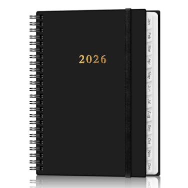 Imagem de Agenda 2025-2026 - Agenda acadêmica 2025-2026 de julho de 2025 a junho de 2026, agenda semanal e mensal encadernada em espiral com 12 abas mensais, bolso interno, 16,3 cm x 21,6 cm, flor rosa