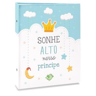 Imagem de Álbum de fotos Ical, encadernação tradicional, para 80 fotos 15x21cm - envelope plástico transparente - linha Bebê - modelo azul-claro sonhe alto - 91