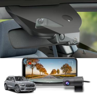 Imagem de Fitcamx Câmera frontal 2K + traseira 1080p para Mercedes-Benz GLB 250 e EQB 2024 2025 (HD2-6610) EQB 250 300 350, estilo OEM, vídeo HD duplo, Wi-Fi e aplicativo, gravação em loop, sensor G, fácil de