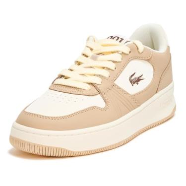 Imagem de Lacoste Tênis feminino L001, Marrom claro/branco, 36