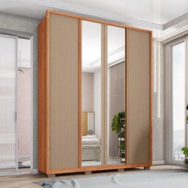 Imagem de Guarda Roupa Solteiro Glory 4 Portas de Bater com 2 Espelhos e Gavetas