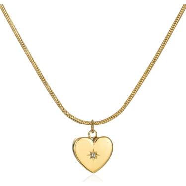 Imagem de COSPERFAVER Colar de ouro com árvore da vida para mulheres, banhado a ouro 14 K, delicado colar de coração, colar com pingente exclusivo da moda para mulheres, presentes de joias femininas todos os dias, Banhado a ouro, Sem Pedra Preciosa