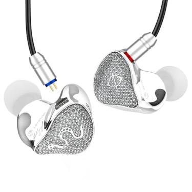Imagem de SPA-SG Fones de ouvido intra-auriculares, áudio acústico 10 mm PEEK + diafragma composto de poliuretano Ímã interno DD HiFi intra-auricular, superfície de diamante de cristal IEMS com cabo IEM de 2PIN