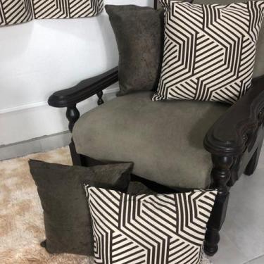 Imagem de Combo Cortina Sala Estampada 2,00x1,70m + 4 Almofadas Cheias - Angel D