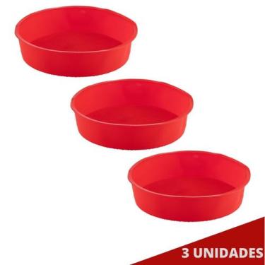 Imagem de Kit 3 Formas Silicone 24cm Redonda Sortida Bolo Sobremesa - QUALITY HO