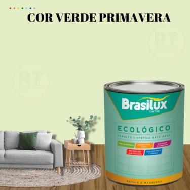 Imagem de Esmalte Sintético Base Água Brasilux Ecologico Cor Verde 800ML Brilhan