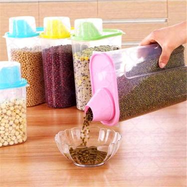 Imagem de 3 Porta Grãos Multiuso com Copo Medidor Resistente Prático