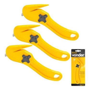 Imagem de 3 Unidades Estilete Seguranca Profis. 9mm Pelicano Bico De Pato Vonder