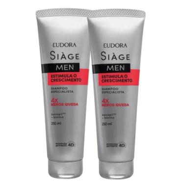 Imagem de Kit 2 Shampoo Antiqueda Estimula o Crescimento Masculino 250ml Eudora 