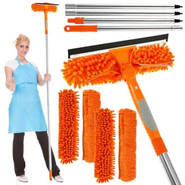 Imagem de Kit de rodo de limpeza de janelas com capa de pano de limpeza emendada limpador de rodo prático rodo de janela para chuveiro de janela vidro de carro