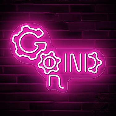 Imagem de Lumoonosity Grind Neon Sign – Placa neon gamer para meninos, sala de jogos de adolescentes, decoração de quarto – Placa de jogos neon moída por USB para decoração de parede de jogadores com