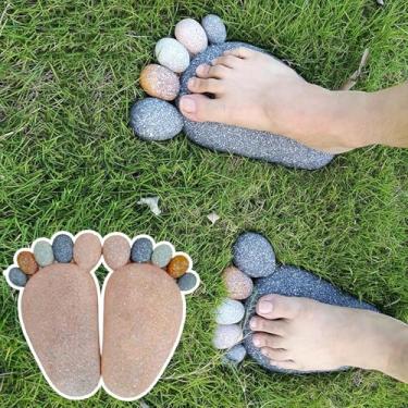 Imagem de Pedras Ao Ar Livre Em Forma De Pés Coloridos, Pavimentadoras De Caminhos De Ornamento De Jardim, Pedra De Passagem De Pátio De Canteiro De Flores, Pedras De Decoração De Paisagismo, Dark Gray
