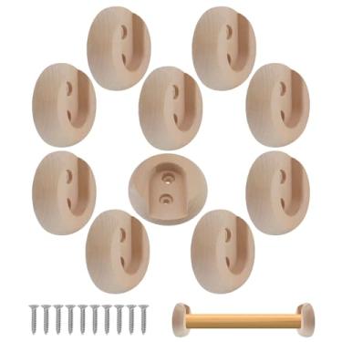 Imagem de Chinflly 10 peças de suporte de vara de armário de madeira com parafusos em forma de U, suporte de pendurar para guarda-roupa, cortina, quarto, 25 mm de largura