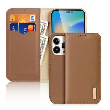 Imagem de FWYANZH Capa de couro genuíno para iPhone 17 Pro Max/17 Pro/Air/17, capa carteira de couro bovino luxuosa com compartimentos para cartões, proteção total, capa interna, marrom, 17 Pro Max