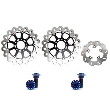 Imagem de Arashi Discos de freio dianteiros traseiros rotores com parafusos de montagem para Suzuki GSXR 600 1997-2003 750 1996-2003 1000 2001-2002, TL1000S 1997-2001 TL1000R 1998-2003, Peças de Acessórios para