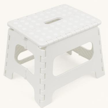 Imagem de Banqueta Dobravel 130kg Banco Portatil Cadeira Multiuso Banquinho Resistente Infantil Adulto Branco