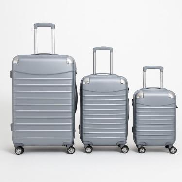 Imagem de Conjunto Mala Viagem Abs Rígidas 3 Tamanhos P M G Bordo Rodinhas 360 Giratória Cadeado Segredo Senha