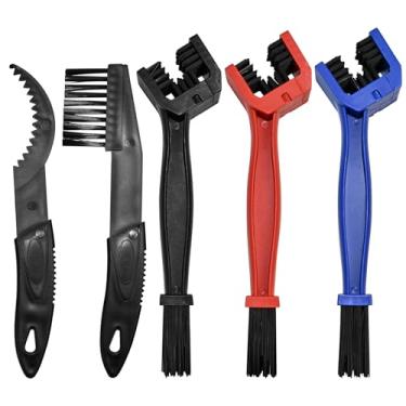 Imagem de Taefuwr Arruela de corrente de bicicleta ou motocicleta, escovas de limpeza de sujeira de engrenagem de corrente de motocicleta, conjunto de ferramentas de escova de corrente de motocicleta (5 peças)