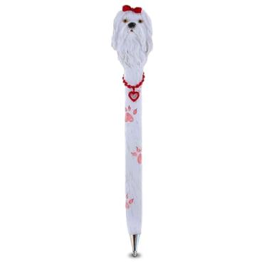Imagem de Planet Pens Caneta para cachorro novidade – Caneta esferográfica bonita, divertida e exclusiva para crianças e adultos, material de escritório, instrumento de escrita colorido para cães para artigos de papelaria, escola e acessório de decoração de mesa de escritório – Maltês