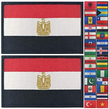 Imagem de JBCD Patch de bandeira do Egito 2 peças de bandeiras egípcias emblema tático orgulho emblema para roupas chapéu patch equipe militar