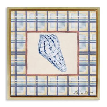 Imagem de Stupell Industries Arte de parede Sea Treasures on Plaid Gold Floater Canvas Floater, design por Lee Ann Sanders, 25 x 25
