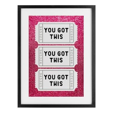 Imagem de Stupell Industries You Got This Pink Ticket Stubs Impressão emoldurada preta sob vidro, design por Lettered and Lined, 23 x 17