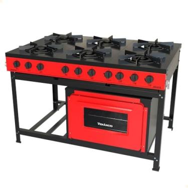 Imagem de Fogão Industrial Venâncio a Gás Bravo 6 Bocas com Forno Vermelho Br6bfvm