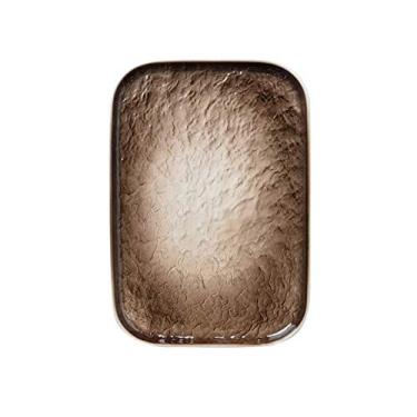 Imagem de Prato de serviço prato retangular prato de jantar de sushi japonês prato de cerâmica doméstico prato plano raso criativo prato de jantar prato de jantar ocidental prato de café da manhã pratos de