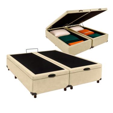 Imagem de Cama Box Bau Queen Blindado Nature Perola 158x198