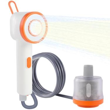 Imagem de Brarvagur Chuveiro de acampamento portátil, chuveiro elétrico portátil com luz LED e USB-C, design integrado de bomba de água com filtração, acampamento ao ar livre, trailer, caminhadas, limpeza de