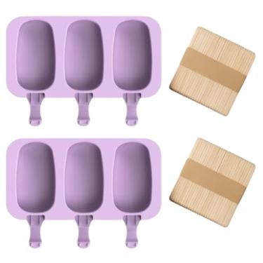 Imagem de KIT 2 Formas Picole Silicone C/100 Palitos 6 Cavidades Sorvete(KIT 2 FORMAS + 100 Palitos)