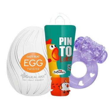 Imagem de Kit de Masturbador EGG com Gel e Anel Peniano Vibratório - ApoloEX