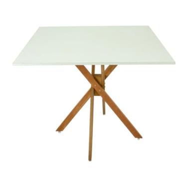 Imagem de Mesa Jantar Akemi Tampos De 70,80,90cm Quadrado Madeira Mdf Cozinha Sala (BRANCO, 80CM)