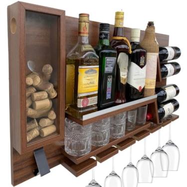 Imagem de Bar Parede Novo Porta Vinho Taças Abridor Decoração 100% Mdf(Imbuia)