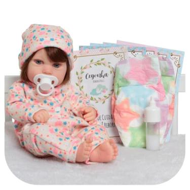Imagem de Boneca Reborn Bebê Realista Larinha Cabelo Fio a Fio 43cm