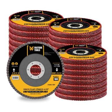 Imagem de Kit com 30 Discos Flap Grão 100 Aço Cônico 4.1 2 FSTC09 - Fasterr Tool
