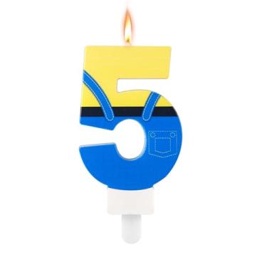 Imagem de Velas temáticas de anime, velas de aniversário de desenho animado azul e amarelo bonito jeans azul desenho animado feliz aniversário velas número velas de aniversário decorações de bolo de aniversário