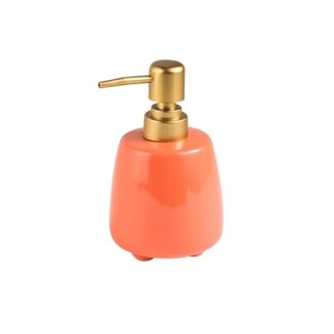 Imagem de Dispensador de sabão Dispensador de sabonete líquido recarregável cerâmica 320 ml com bomba para banheiro e bancada(Orange)