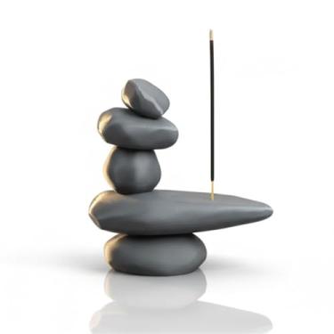 Imagem de Incensário Zen de Pedras Empilhadas 3D, Porta Incenso de Palito Meditação Yoga Casa