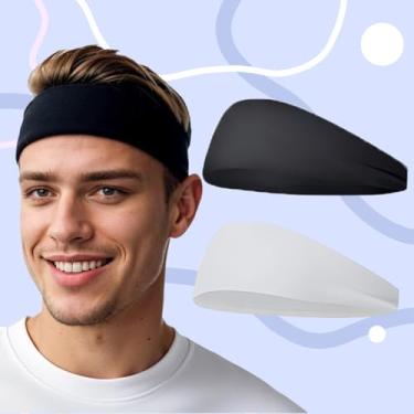 Imagem de Bandanas masculinas pretas e brancas elásticas para futebol, ciclismo, basquete, ioga, fitness, treino, unissex, faixa de transpiração de secagem rápida