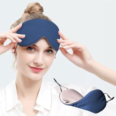 Imagem de Máscara de dormir, máscara dupla face quente e fria para dormir 1 pacote, venda macia ajustável para bloqueio de luz, máscara de sono confortável para viagens, soneca, meditação azul