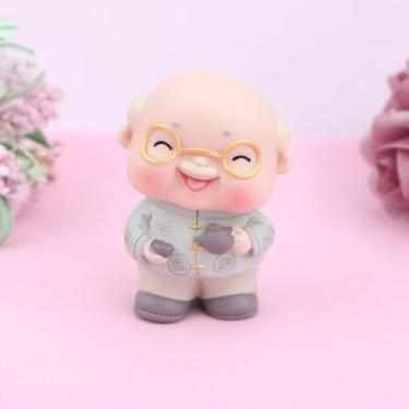 Imagem de Longevity Cake Ornament Mini Collectibles Decor PVC Grandparent Statue Birthday Gifts Cute Old Couple Figurines (2)
