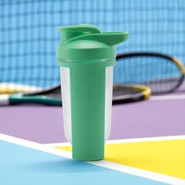 Imagem de 1 garrafa de água esportiva com alça de gancho de parede dupla com bola misturada, 500 ml, lavável na lava-louças, PP, PC, PE, verde, 19 x 11 x 7,3 cm